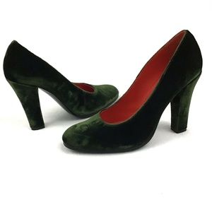 Robert Clergerie Paris Green Velvet Heels 7M